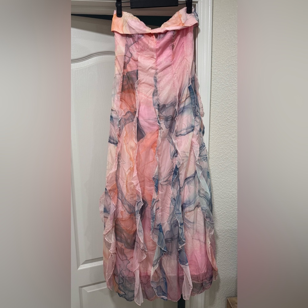 Finesse- Strapless- Pink Watercolor Dress- S